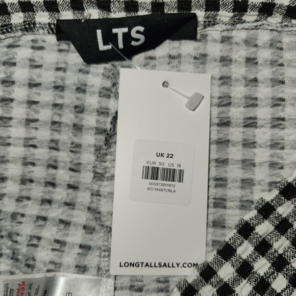 NWT Long Tall Sally‎ Pants Size 18 Black White Gingham Textured Stretch - Picture 2 of 7